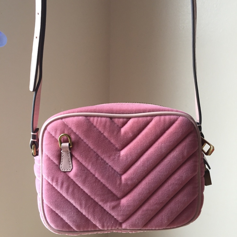 J. Crew Quilted Velvet Pink Signet w/ lock & keys